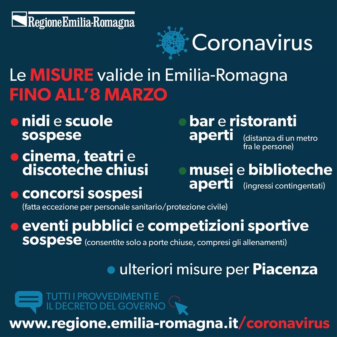 Aggiornamento circa misure per contenere la diffusione di COVID-19
